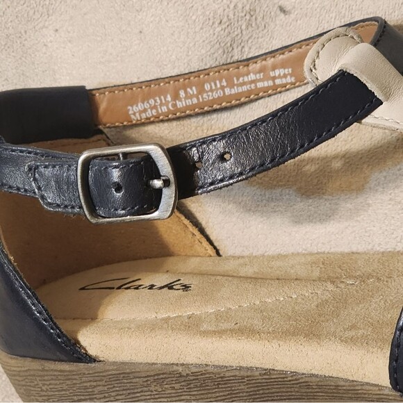 Clarks Gwin 8 Navy and Teal Strappy Sandals Coastal Nautical Preppy - Picture 5 of 6